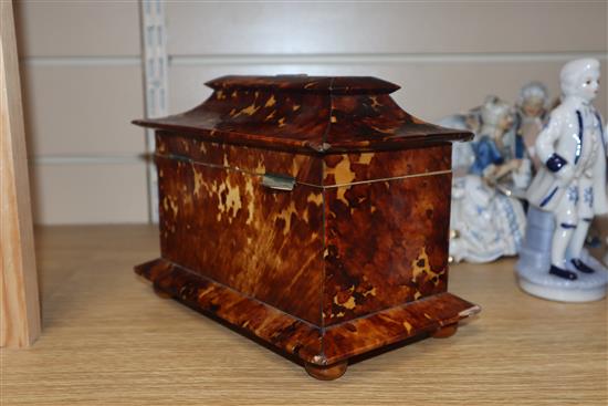 A 19th century tortoiseshell tea caddy